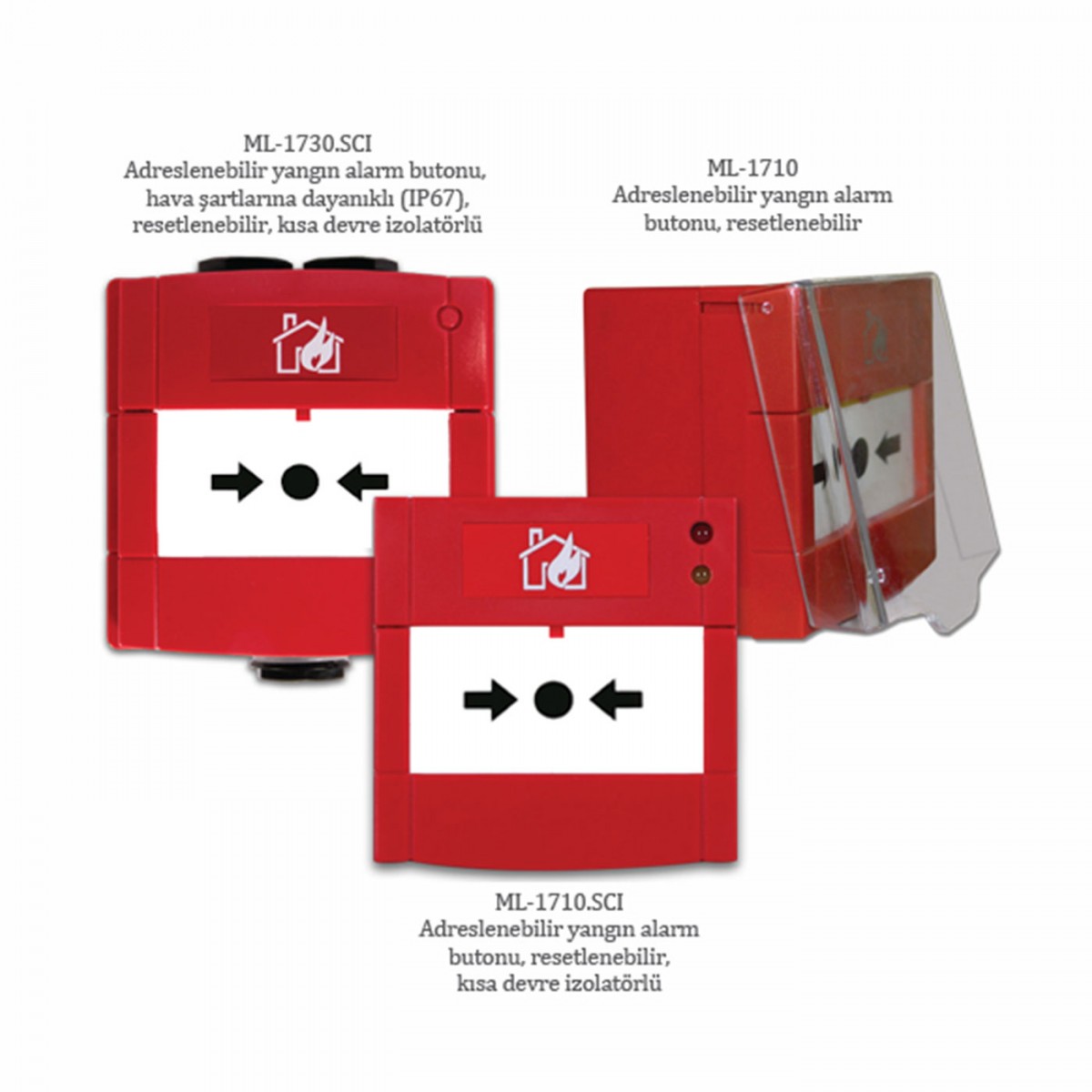 زر إنذار حريق ذكي قابل للعنونة
