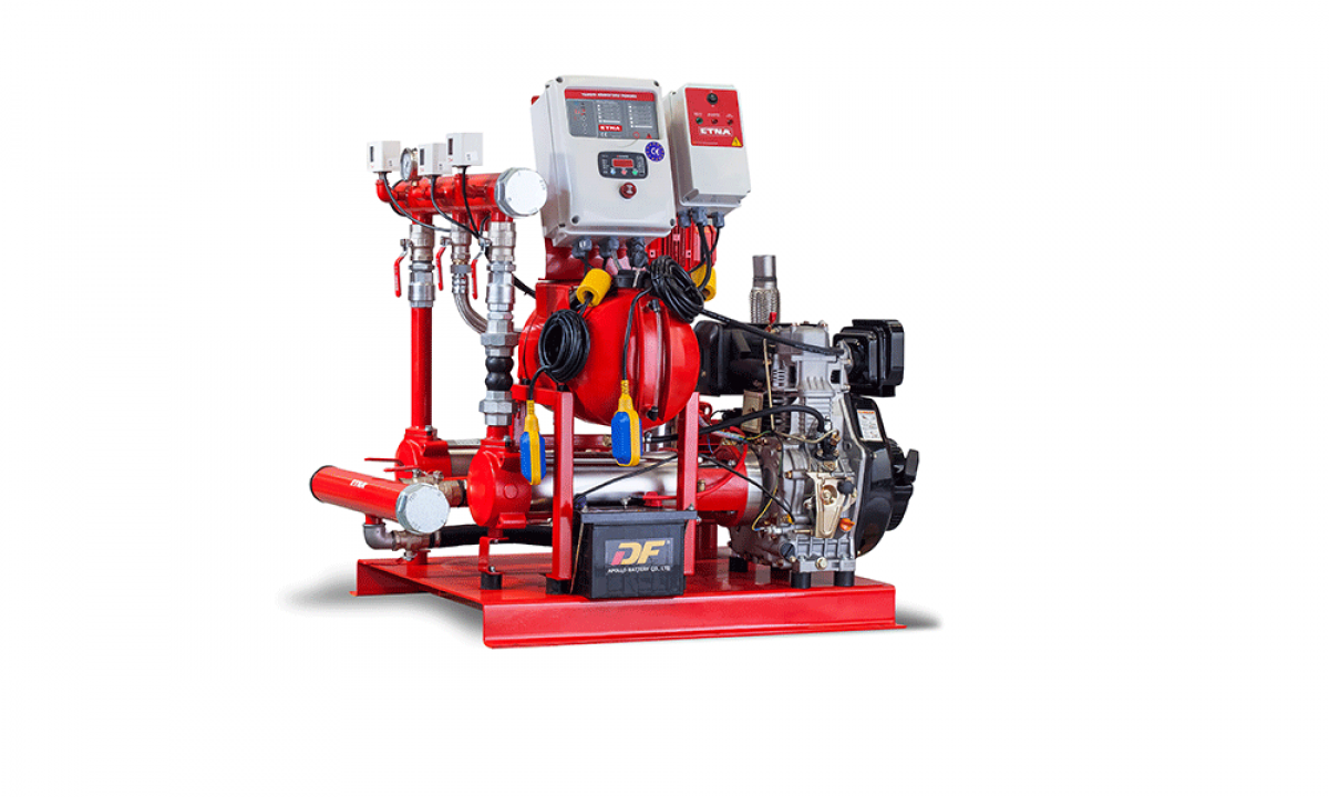 أجهزة إنذار مائية مع مجموعة أجهزة الإنذار السكنية Y-KO + سلسلة الديزل (الأفقية).
